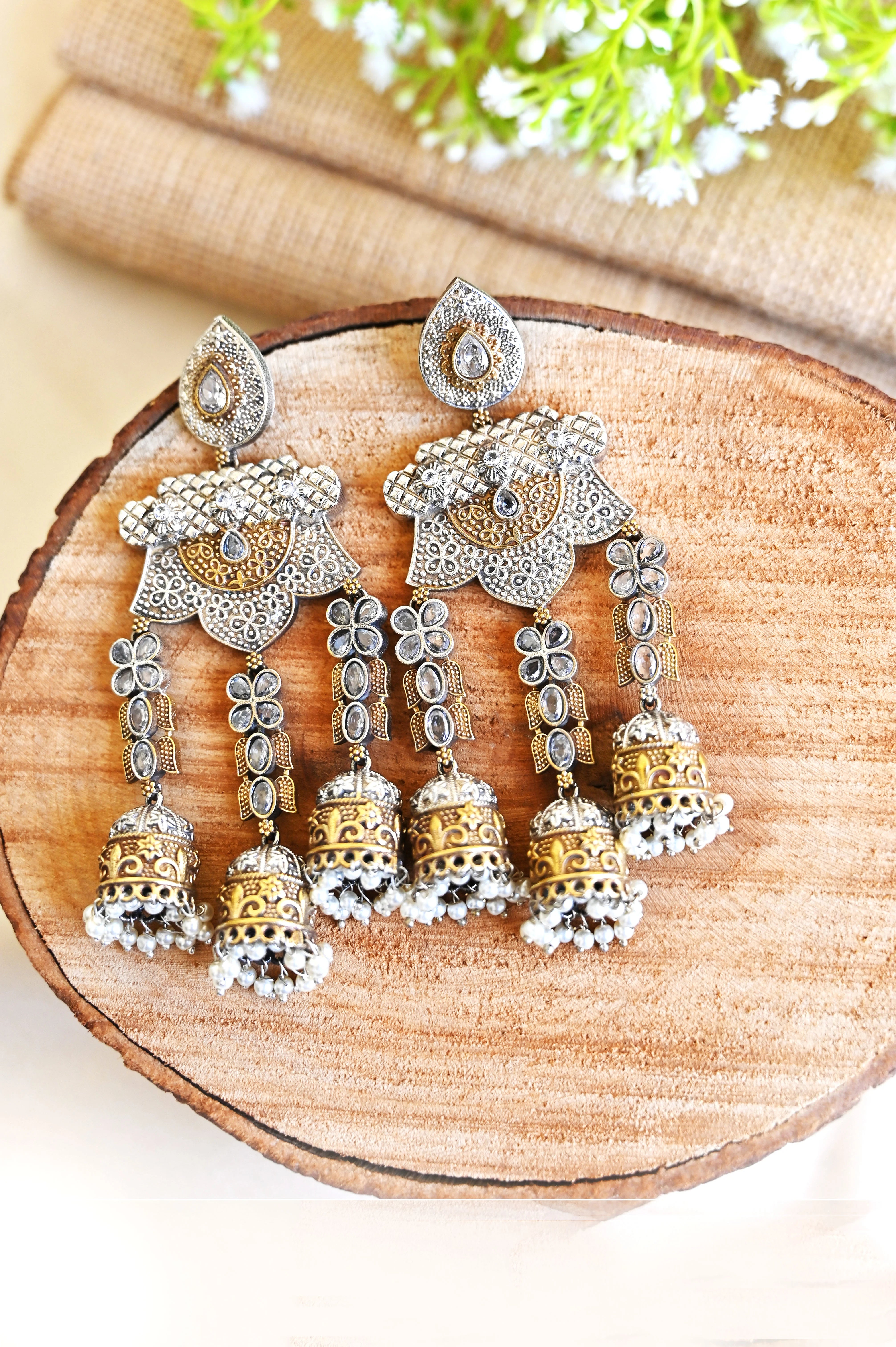 Karnika Double Toned Jhumka