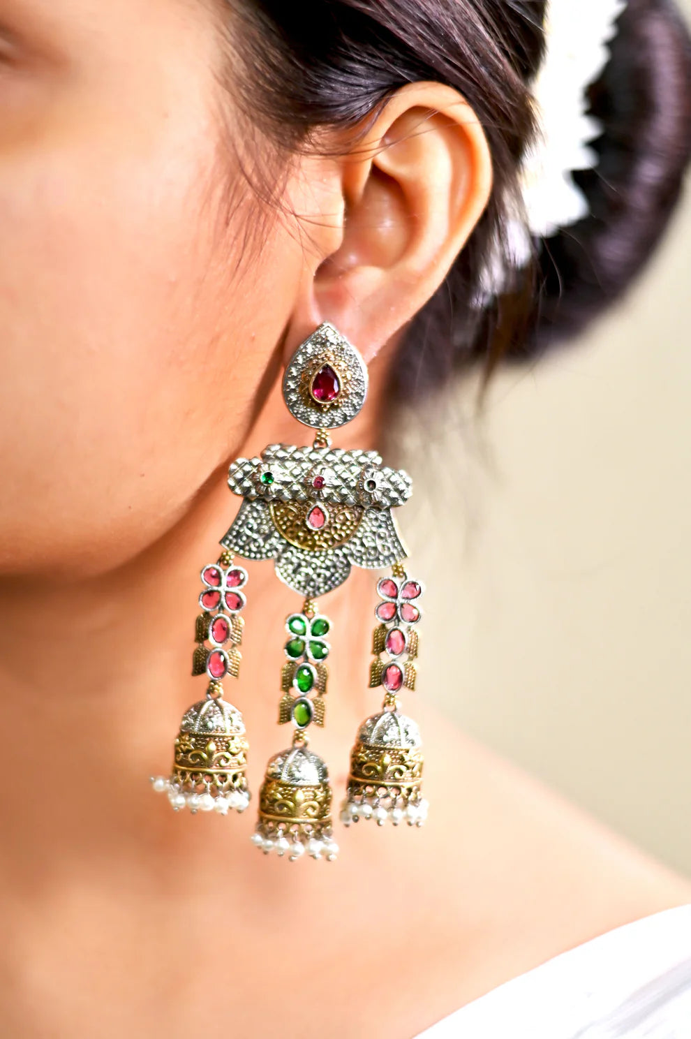 Karnika Double Toned Jhumka
