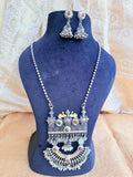 Oxidised Silver Floral Choker Necklace Set with Ghungroo Drops