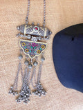 Multicolor Meenakari Enamel Peacock Choker Necklace Set