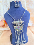 Handcrafted Dual Tone Temple Goddess Lakshmi Pendant Necklace