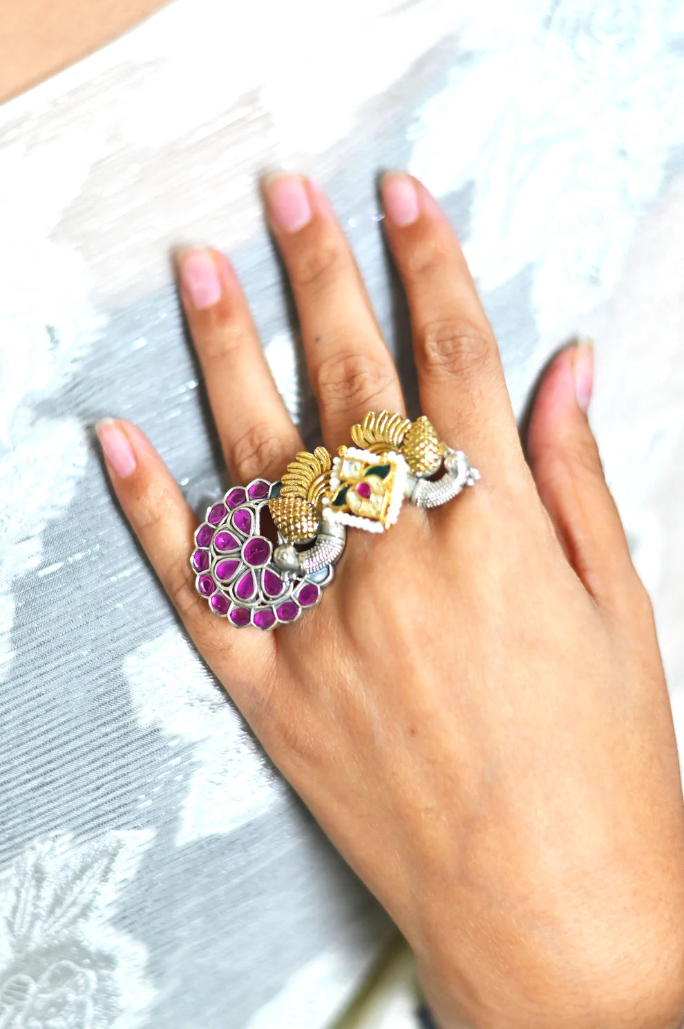 Peacock Kundan Ring
