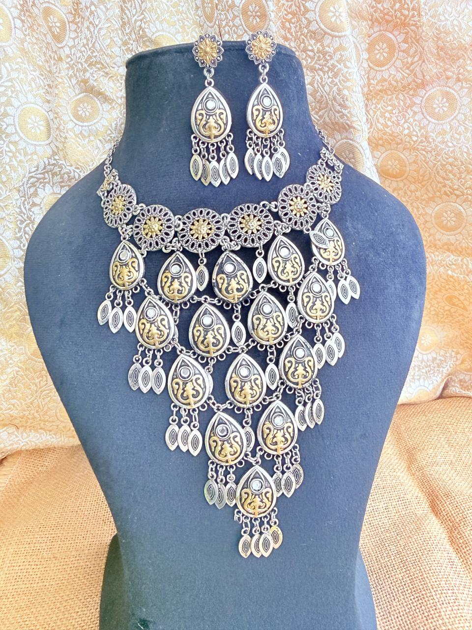 Elegant Blue Meenakari Kundan Floral Choker Necklace Set