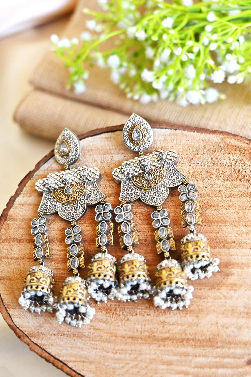 Karnika Double Toned Jhumka