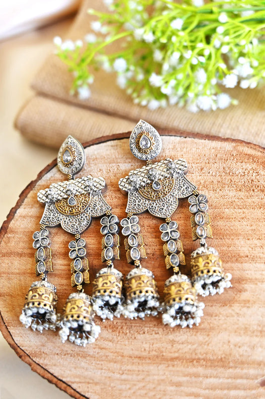 Karnika Double Toned Jhumka