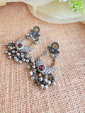 Oxidised Silver Mandala Medallion Choker Necklace Set