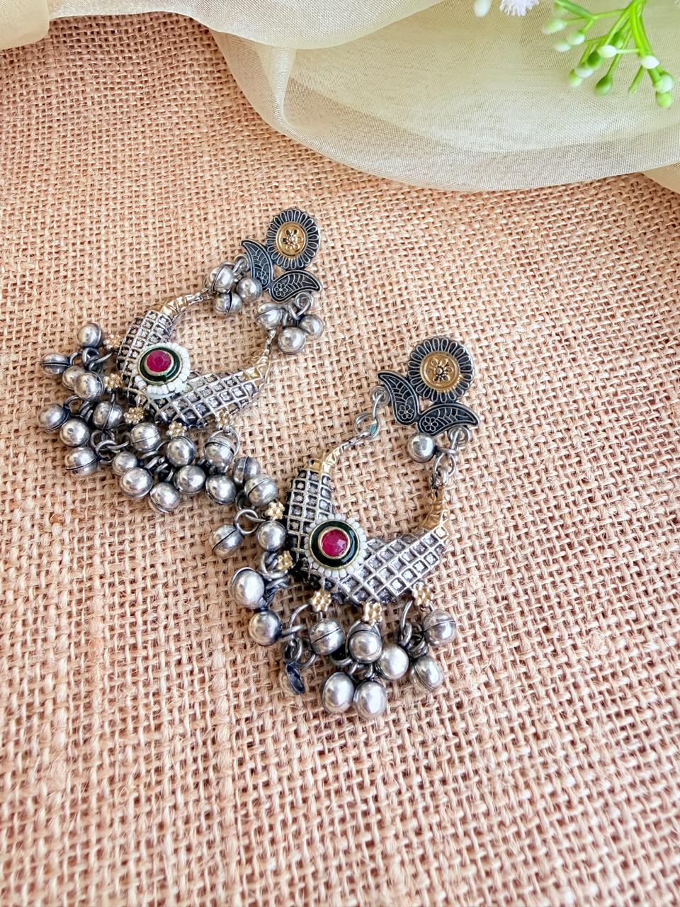 Oxidised Silver Mandala Medallion Choker Necklace Set