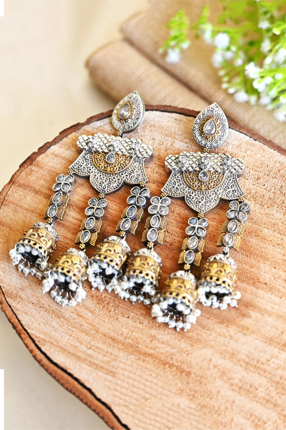 Karnika Double Toned Jhumka