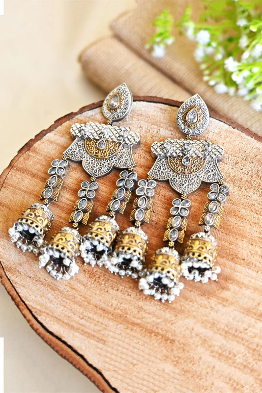 Karnika Double Toned Jhumka