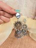 Classic Oxidised Silver Mesh Pattern Choker with Stud Earrings