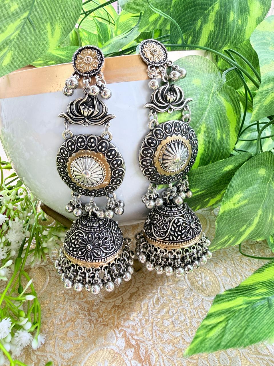 Antique Silver Temple Ganesha Pendant Choker Necklace Set