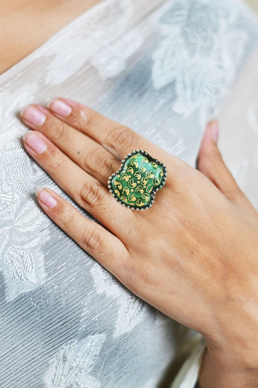 Green Emerald Art Ring