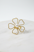Gold Wire Floral Pearl Ring