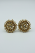 Antique Gold Circular Statement Stud Earrings