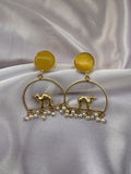 Camel Motif Pearl Hoop Earrings