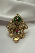 Royal Green Enamel Kundan Statement Brooch