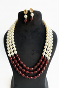 Ruby Pearl Multi-Layer Necklace Set