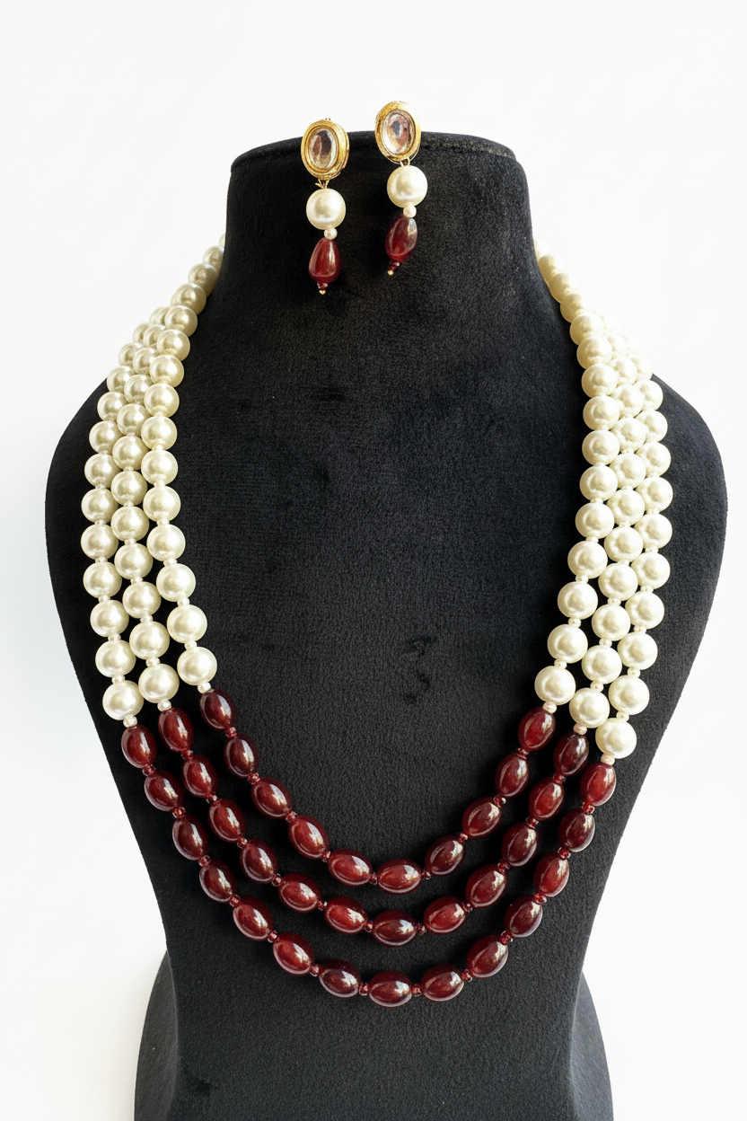 Rachana HaathPhool - White and Ruby