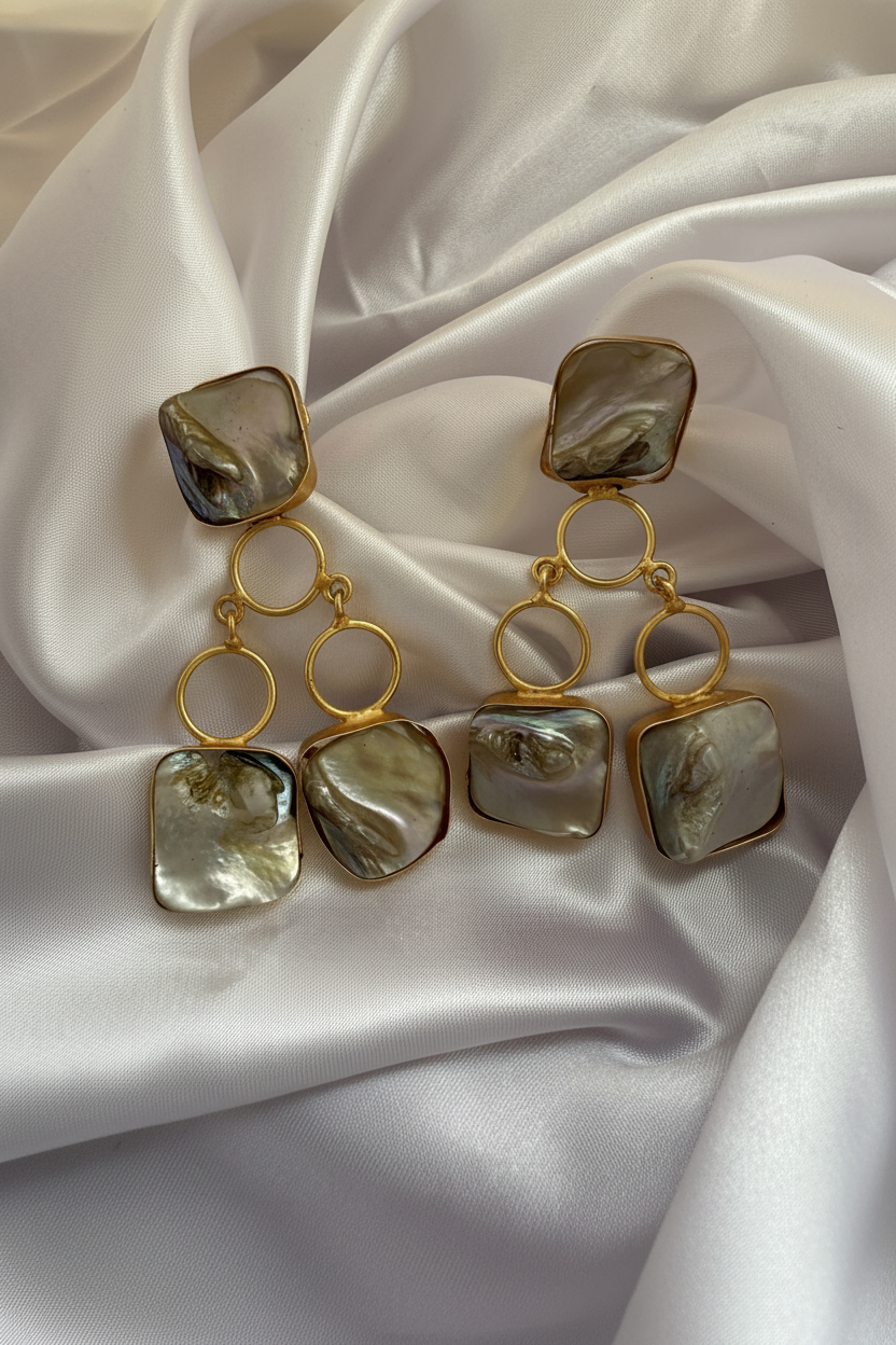 Smoky Stone Cascade Statement Earrings